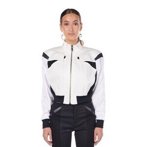 White Cotton Bomber Jacket